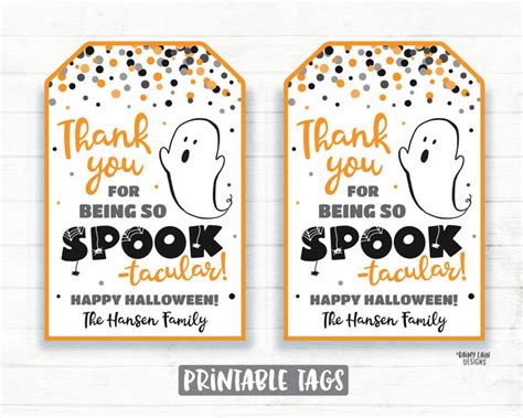Thanks For Being Spook Tacular Tag Halloween Thank You Tags Etsy