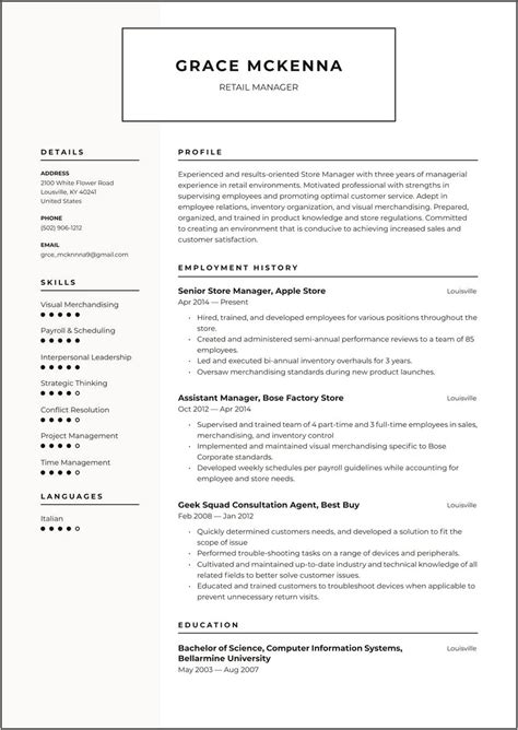 Examples Of Non Chronological Resumes Resume Example Gallery