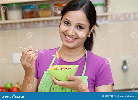 Young Indian Woman In Her Kitchen Stock Image Image Of Indian Dinner