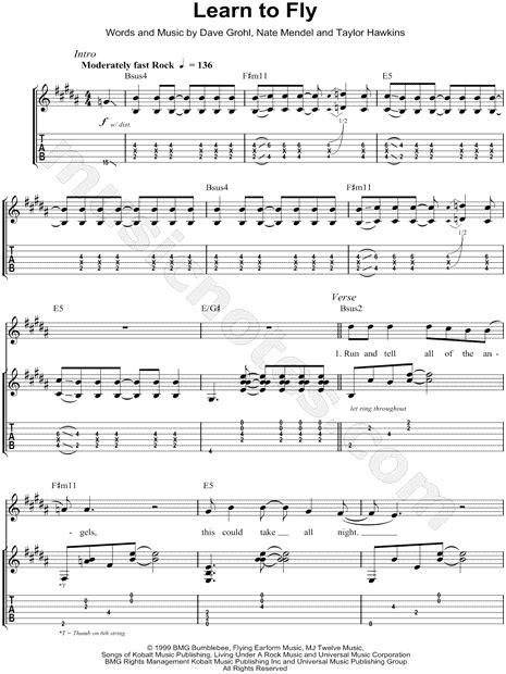 Learn learn to fly faster with songsterr plus plan! Foo Fighters "Learn To Fly" Guitar Tab in B Major ...