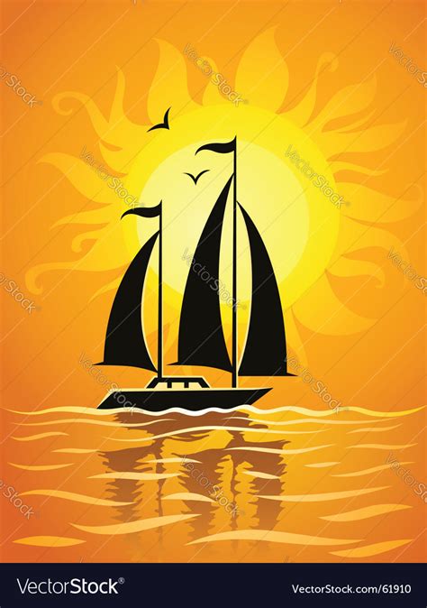 Ship Silhouette On Sea Sunset Royalty Free Vector Image