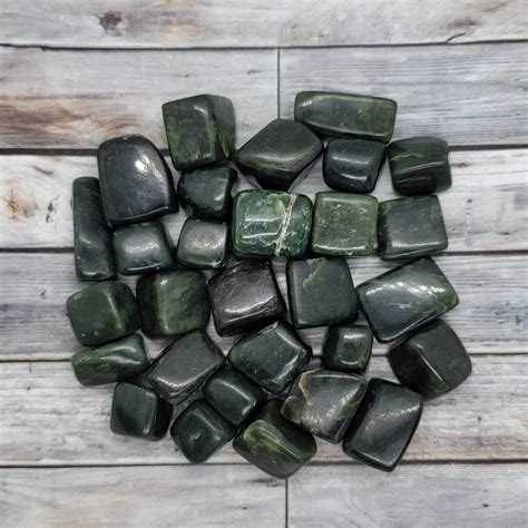 G Tumbled Nephrite Jade Stone Dark Green Nephrite Tumble Etsy