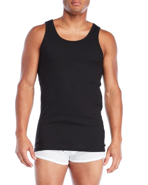 Tommy Hilfiger Cotton Pack Classic Ribbed Tank Tops In Black For Men