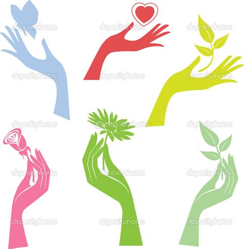 Illustrated hand presenting a flower — Stock Vector © ColorValley #5420782