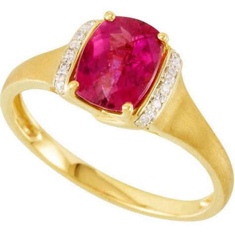 Stuller 14k Yellow Gold With Rubellite And Diamond Ring Style 68178101