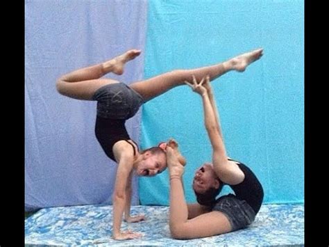 Person Acro Stunts Two Person Acro Yoga Challenge Partner