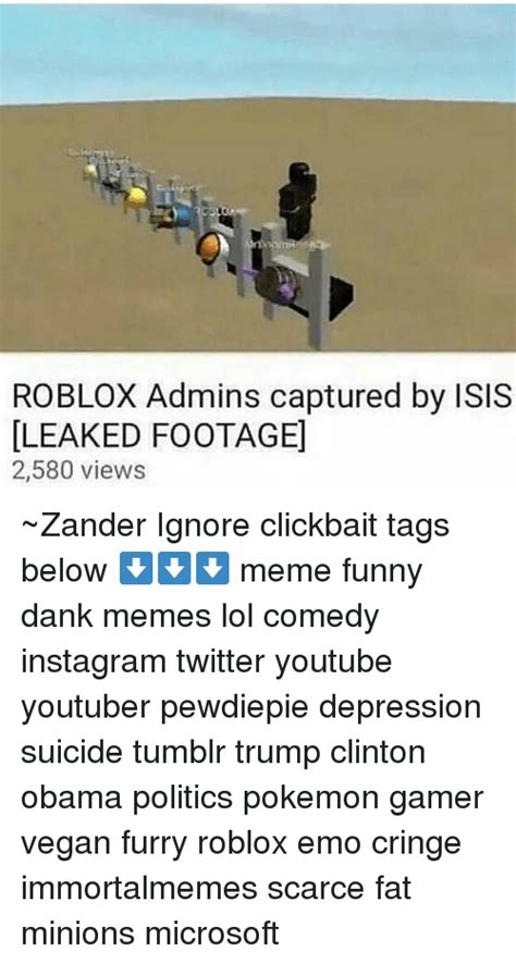 ROBLOX Admins Captured By ISIS LEAKED FOOTAGE 2580 Views Zander Ignore