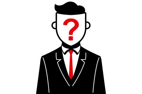 Flat Icon Of An Anonymous Man In A Business Suit Question Mark On The