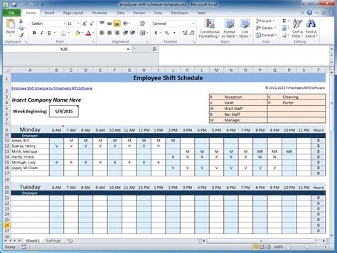 Weekly Employee Shift Schedule Template Excel Planner Template Free