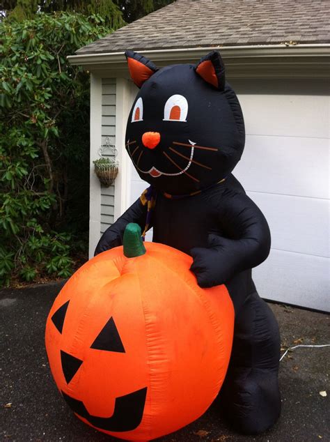 Gemmy Halloween Airblown Inflatable Black Cat Jack O Lantern Pumpkin 7