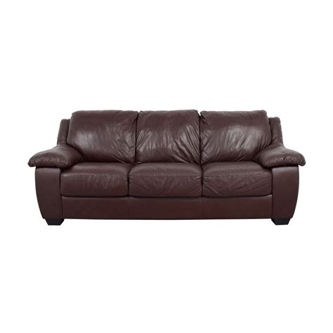 67 Off Macys Macys Brown Leather Three Cushion Sofa Sofas