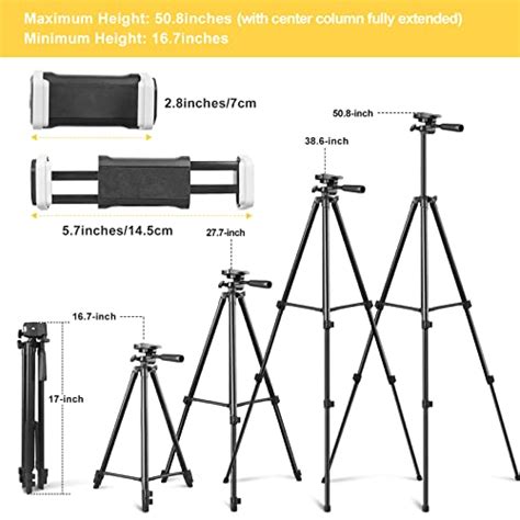 Torjim Phone Tripod 50 Inch Extendable And Lightweight Aluminum Tripod