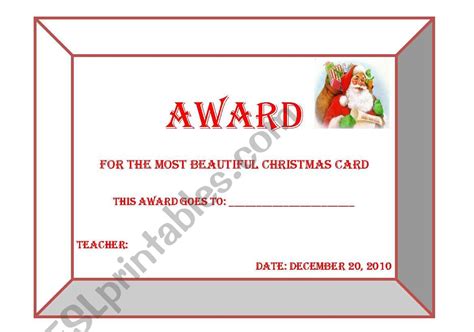 Christmas Award 2 Esl Worksheet By Claudie M
