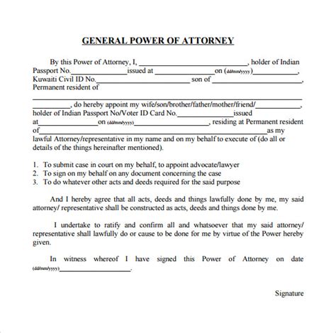 7 General Power Of Attorney Forms Samples Examples And Formats