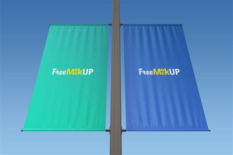 Lamp post banner mockup 12326780. Rectangle Lamp Post Banner Mockup | Free Mockup