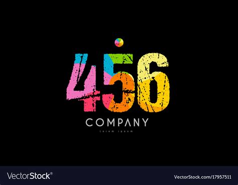 456 Number Grunge Color Rainbow Numeral Digit Logo