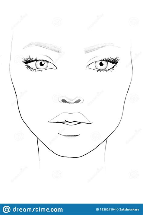 Face chart makeup artist blank. beautiful woman portrait. face chart