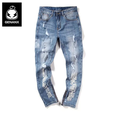 Genanx Brand Streetwear Hip Hop Ripper Jeans For Men Skinny Jeans Men
