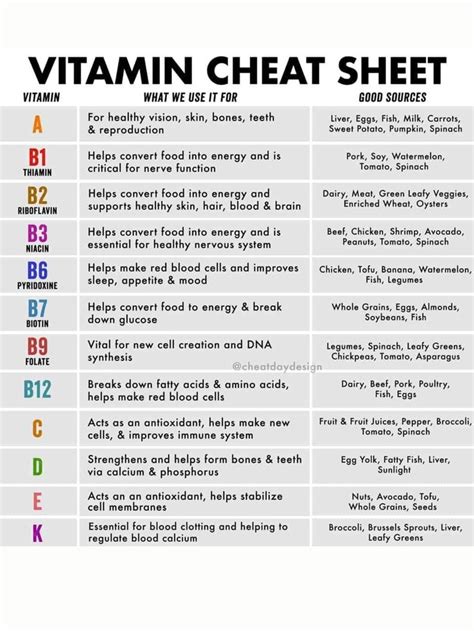 Vitamin Cheat Sheet Etsy In Health Facts Health Knowledge Health Tips