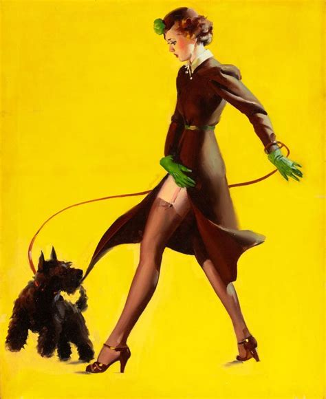 A Painting Of A Woman Walking A Dog
