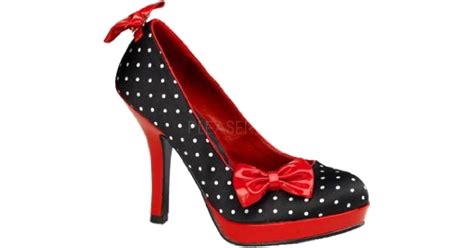 pin up couture shoes black polka dot satin with red 45 90