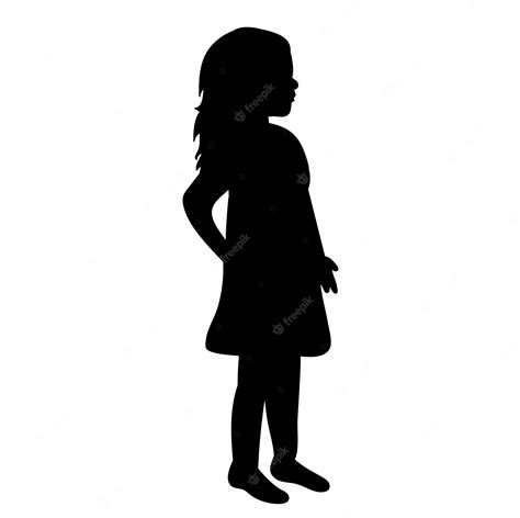 Premium Vector Silhouette Of Baby Little Girl In Dress