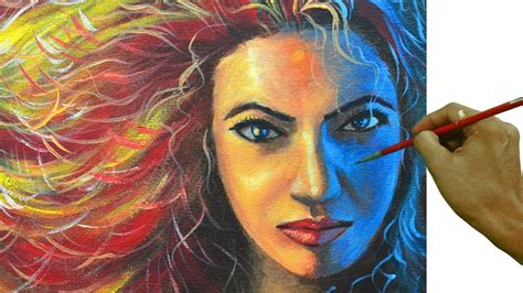 Acrylic Portrait Painting Tutorial On How To Paint Colorful Portrait Of