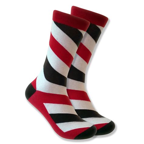 Men S Socks With Red Black White Fat Diagonal Stripes