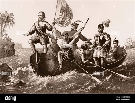 Christopher Columbus Landing At San Salvador Island On 12 October 1492