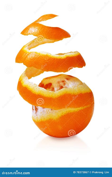 Orange Fruit With Peeled Spiral Skin Stock Image Image Of Clean