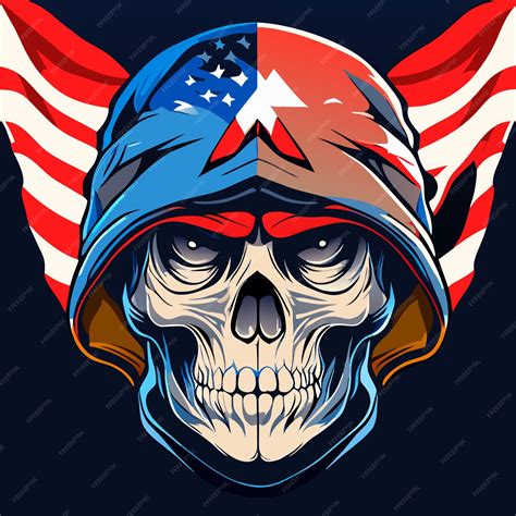 Premium Vector American Flag Skull In Vector Illustration