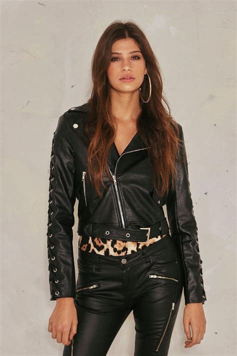 Pin On Black Leather Jacket Girls