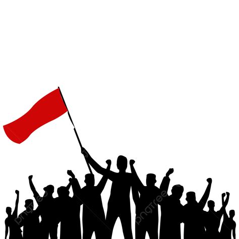 Silhouette People Holding Indonesian Flag Silhouette People People