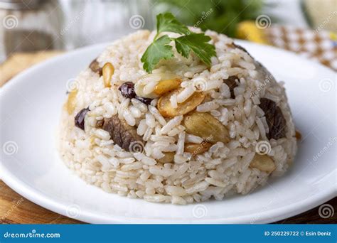 Traditional Delicious Turkish Food Rice Pilaf With Pine Nuts And