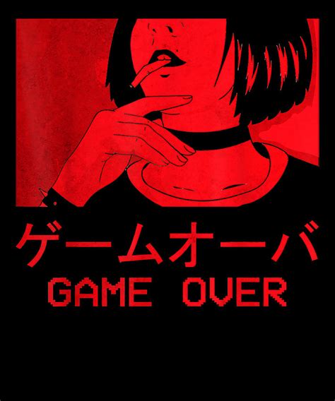 Game Over Anime Girl Goth Soft Grunge Aesthetic Harajuku Drawing By Dnt