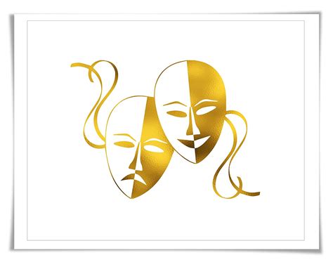 Theatre Masks Gold Foil Art Print 7 Foil Colours3 Sizes