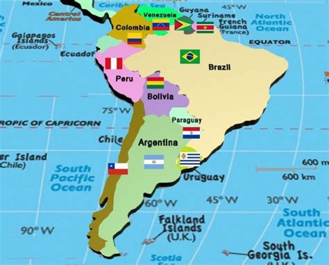 Map Of South America Countries With Equator Wayne Baisey