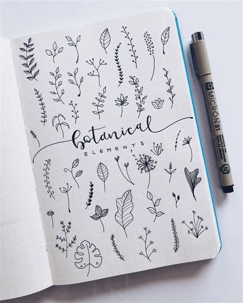 A Selection Of Botanical Elements For Your Planners Or Bullet Journals