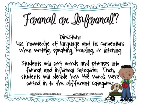 Formal Informal Language Activity By Teach Simple