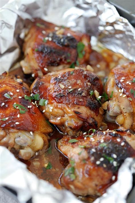 These baked chicken thighs pack in garlic flavor, crispy skin, and a super tender, juicy middle! Baked Honey Soy Chicken (Best Easy Recipe) - Rasa Malaysia
