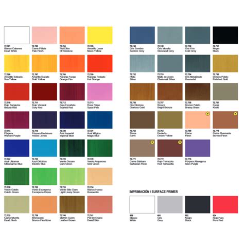 Printable Vallejo Paints Color Chart