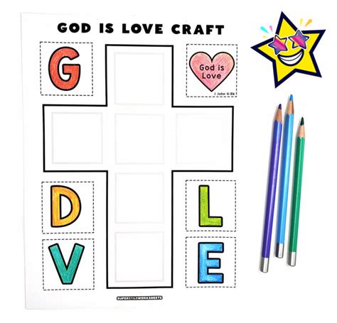 God Is Love Printable Cross Craft Superstar Worksheets