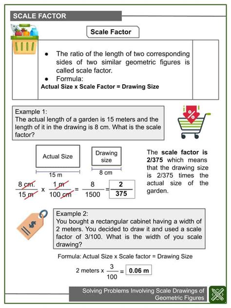 solving problems involving scale drawings  grade math worksheets
