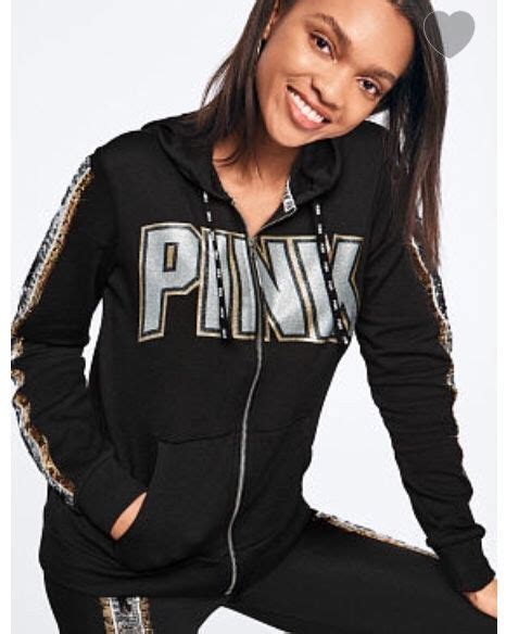 New Victorias Secret Pink Bling Perfect Full Zip Hoodie S M L For Sale