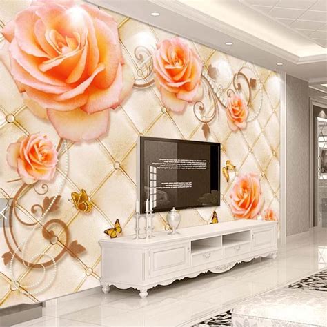 3d Flower Jewelry Mural Photo Wallpapers For Living Room Tv Backsplash