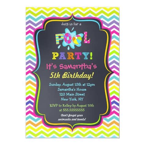 Pool Party Birthday Invitations Zazzle