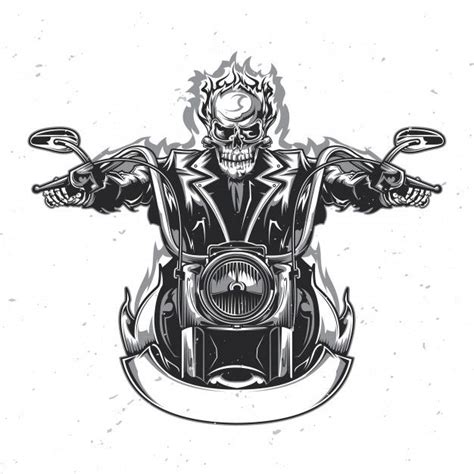 Premium Vector Skeleton Riding On The Motorcycle Biker Tattoos
