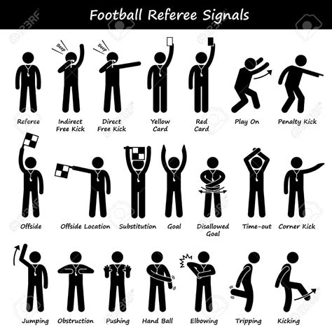 A Black And White Version Of Football Referee Signals Stock Photo