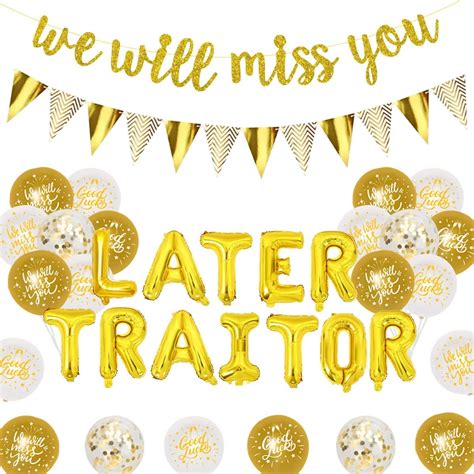 Leaving Party Decorations White And Gold Later Traitor Good Luck