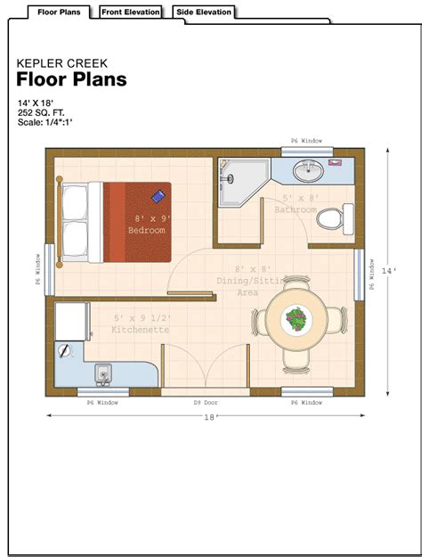 Cottage 12x16 Tiny House Floor Plans